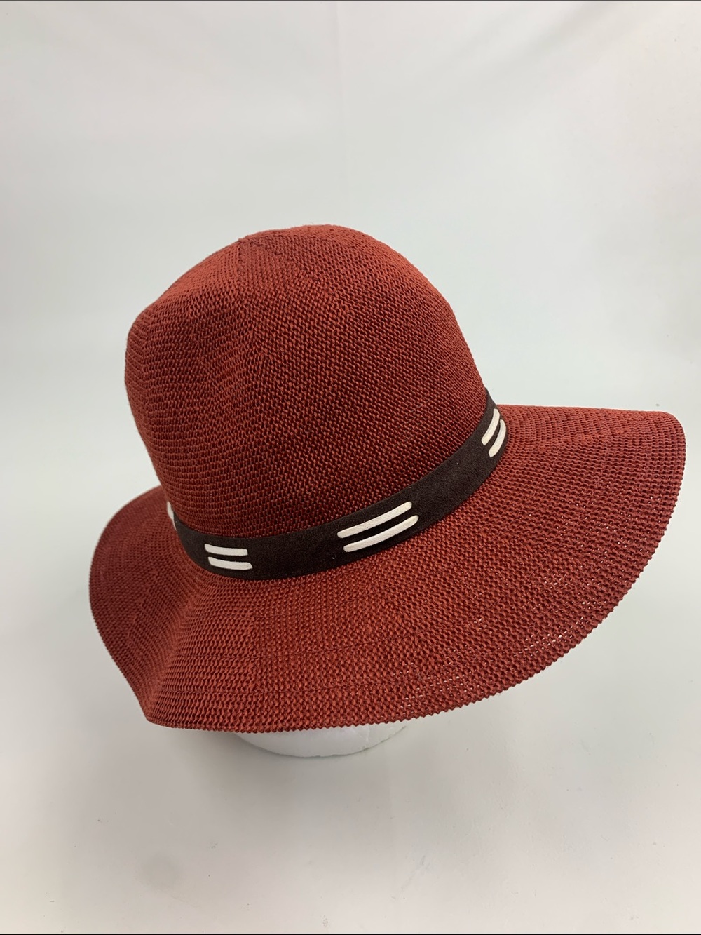 Orvis Rust brown Wide-Brim sun Hat & Dark Brown white Band Lightweight New - Picture 5 of 13